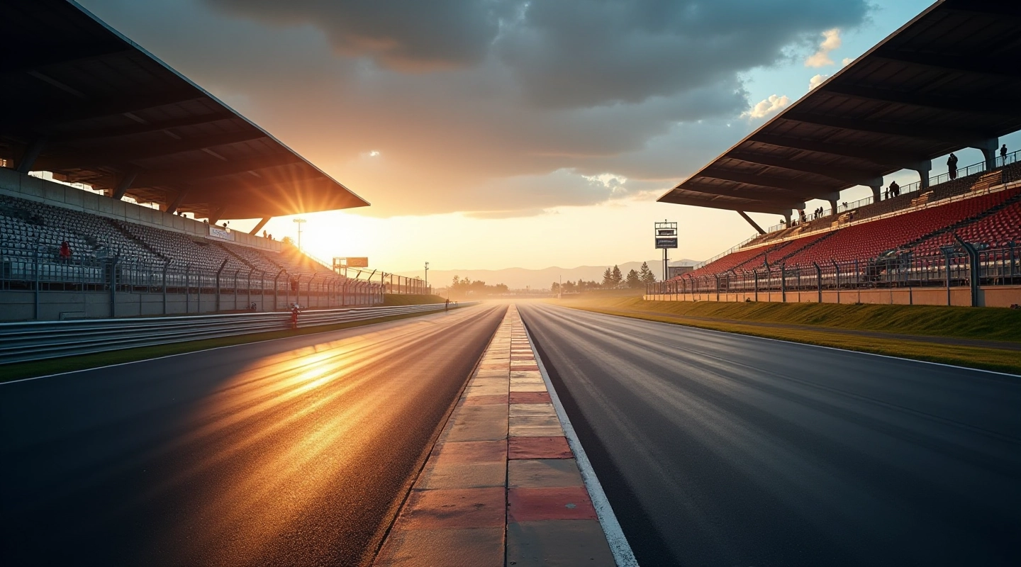 Professional supercar driver taking a high-speed turn at track facility in Arcadia